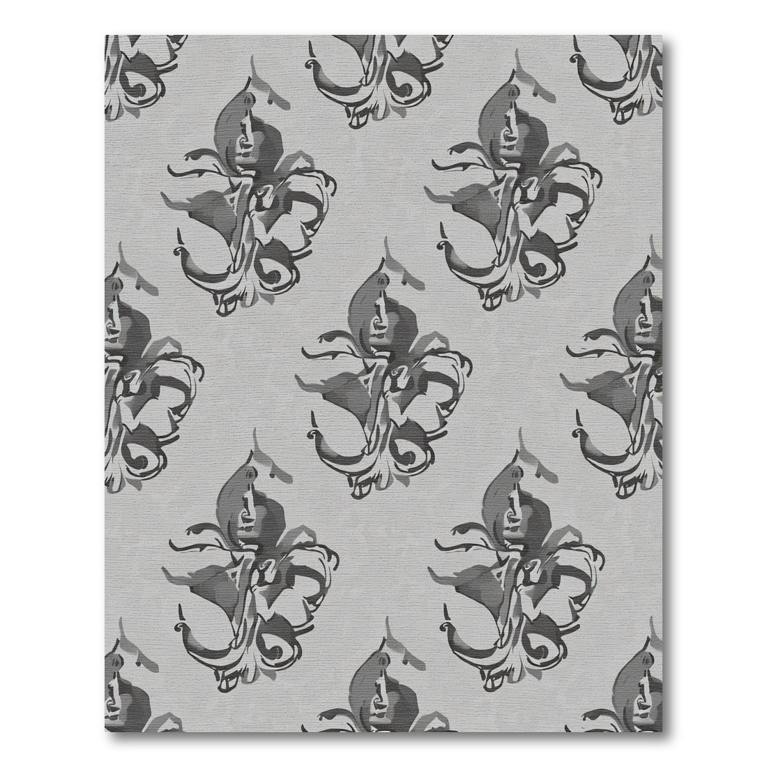 Monochromatic Gray Floral Swirl Rug