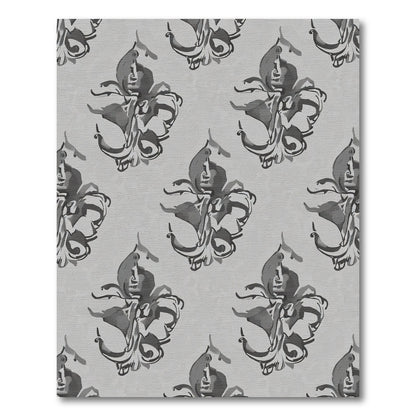 Monochromatic Gray Floral Swirl Rug