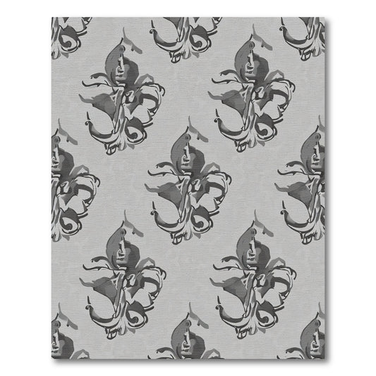 Monochromatic Gray Floral Swirl Rug