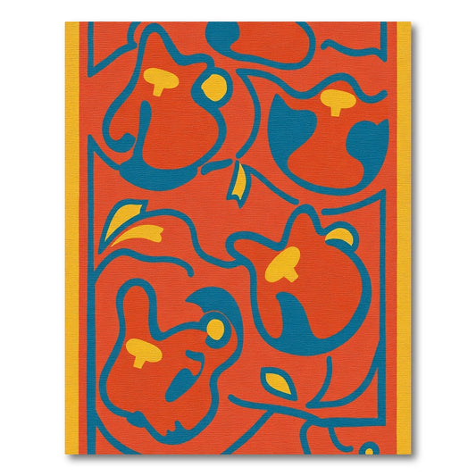 Bold Orange Teal Floral Swirl Rug