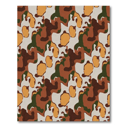 Earthy Tone Abstract Camouflage Shapes Rug