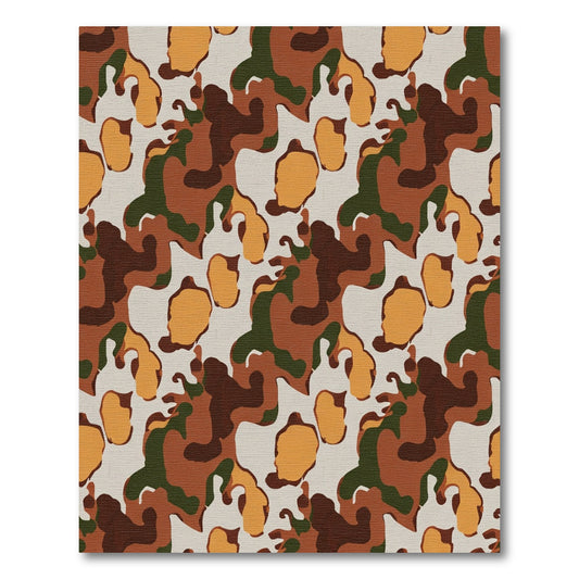 Earthy Tone Abstract Camouflage Shapes Rug