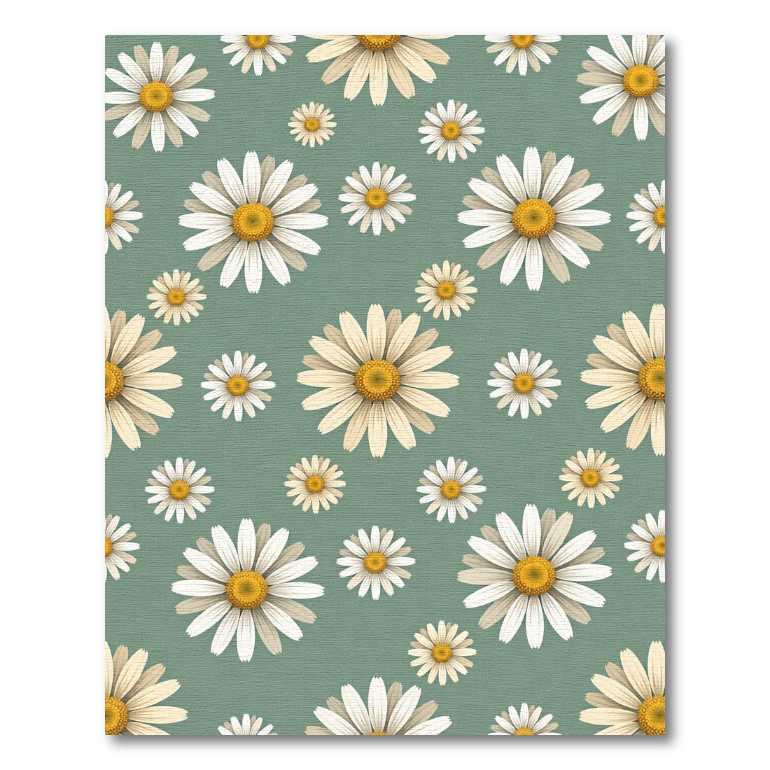 Whimsical Sage Green Daisy Floral Rug