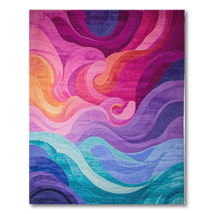 Vibrant Swirling Multicolor Waves Rug