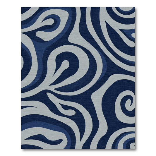 Deep Blue Swirl Organic Flow Rug