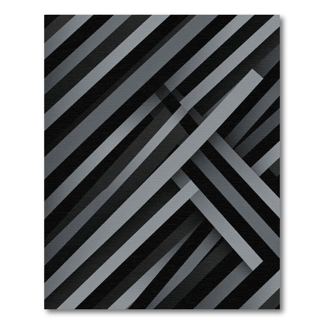 Monochrome Gray Diagonal Stripe Intersect Rug