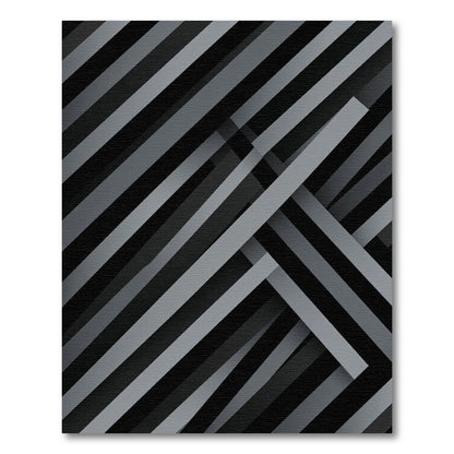 Monochrome Gray Diagonal Stripe Intersect Rug