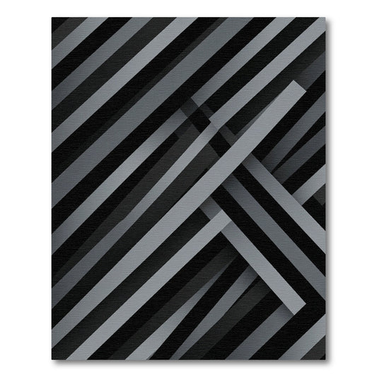 Monochrome Gray Diagonal Stripe Intersect Rug