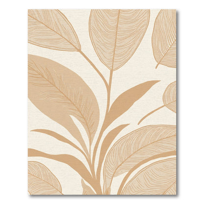 Tan Abstract Leaf Outline Rug