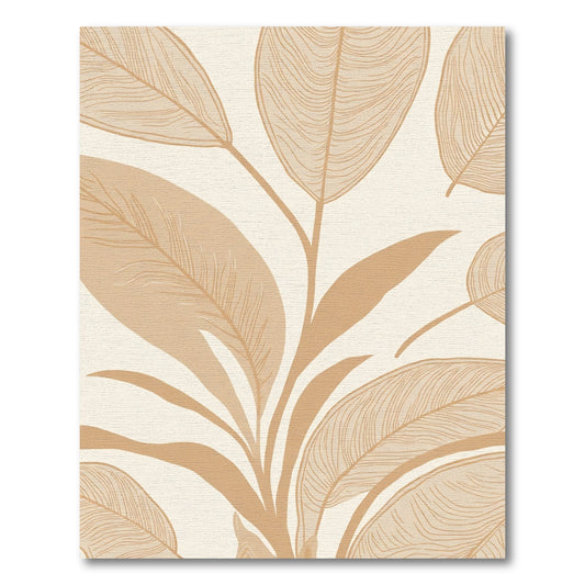 Tan Abstract Leaf Outline Rug