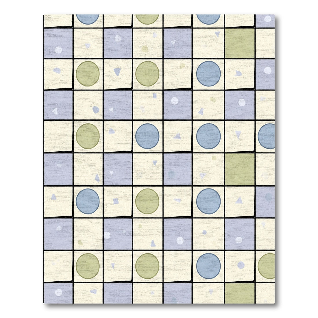 Checkerboard Blue Green Circle Patchwork Rug