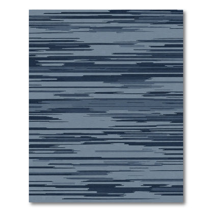 Horizontal Blue Camouflage Lines Rug