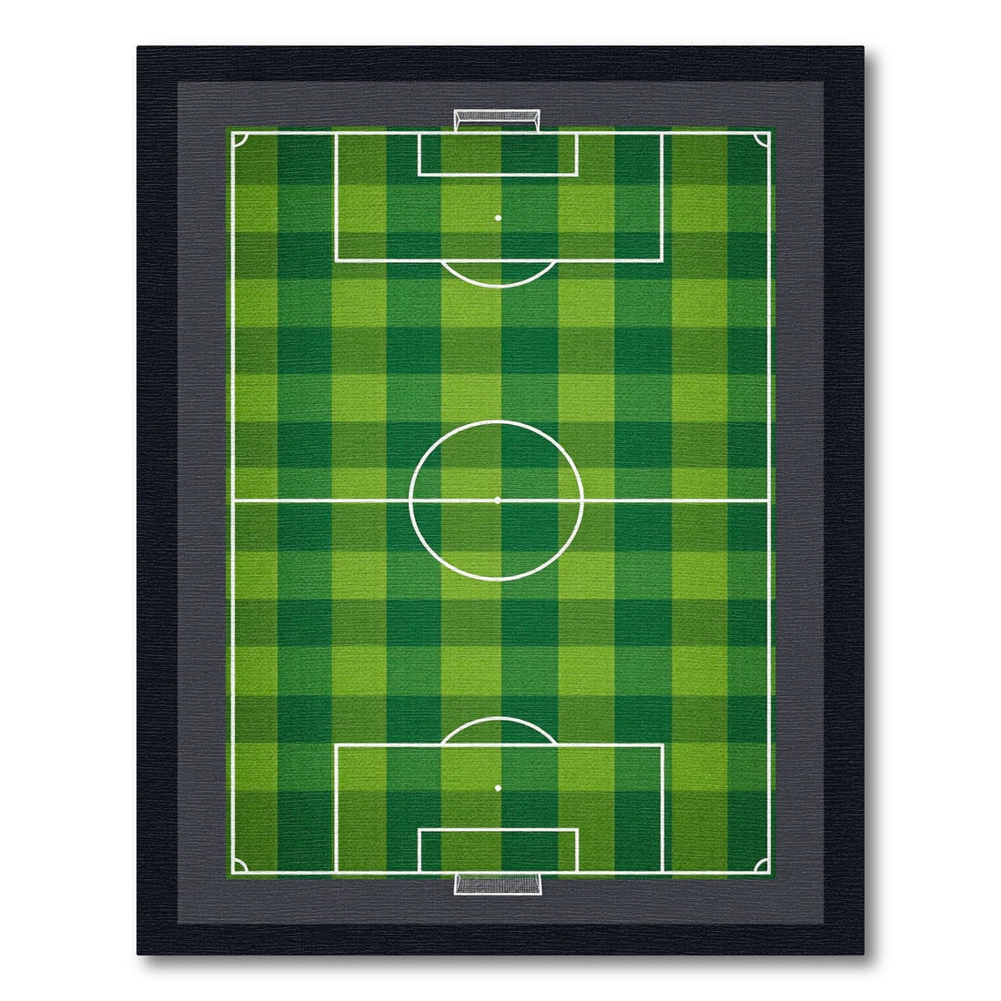 Grass Green Checkered Soccer Field Pitch Rug