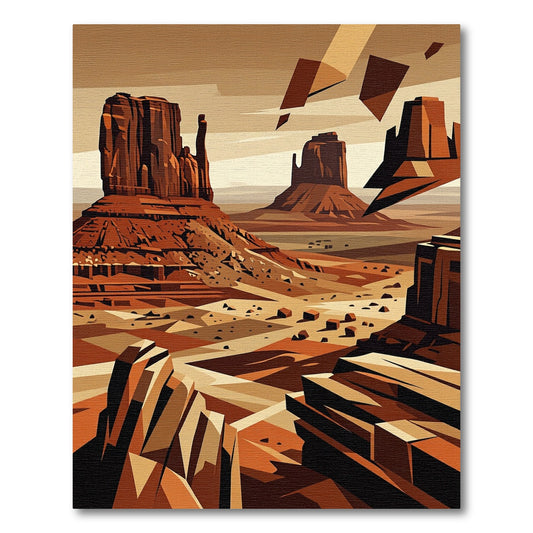 Modern Desert Mesa Geometric Formations Rug