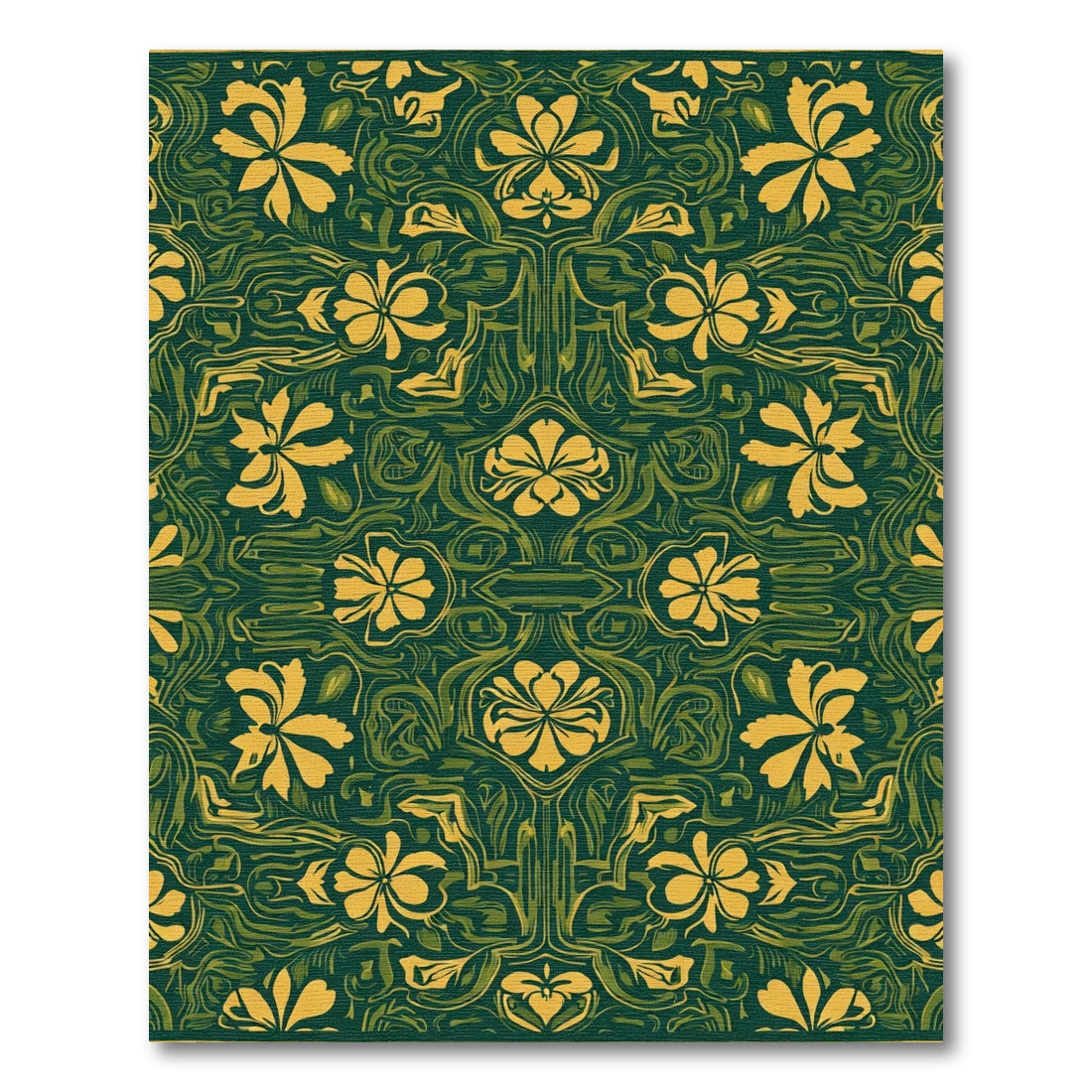 Golden Floral Vine Art Nouveau Rug