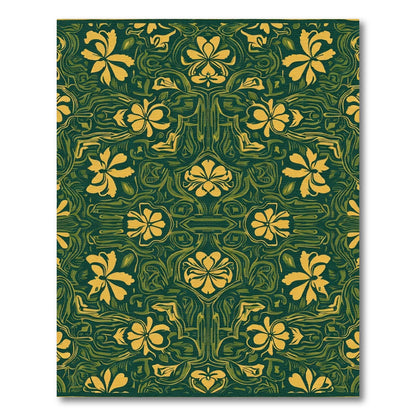 Golden Floral Vine Art Nouveau Rug