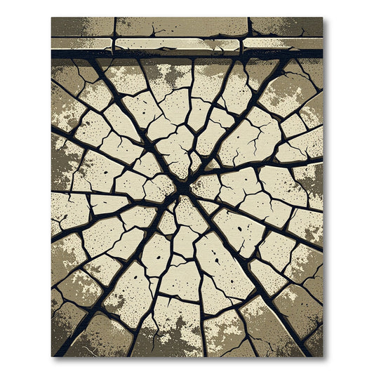 Cracked Stone Fragment Radial Rug