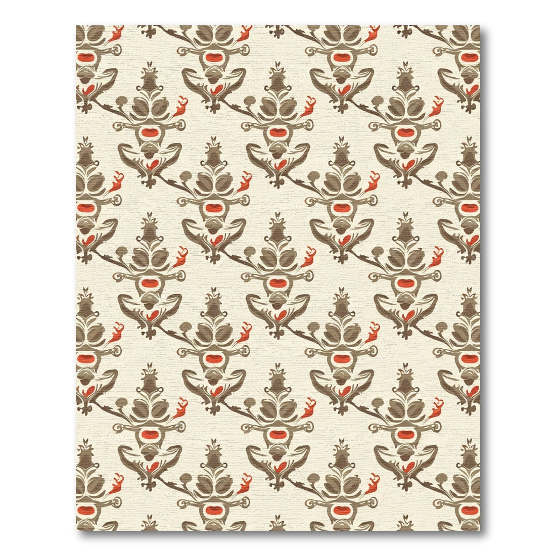 Brown Red Baroque Floral Ornament Rug