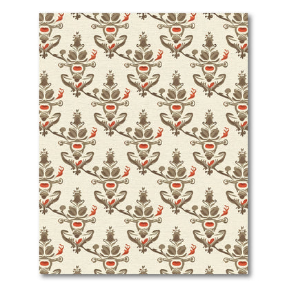 Brown Red Baroque Floral Ornament Rug