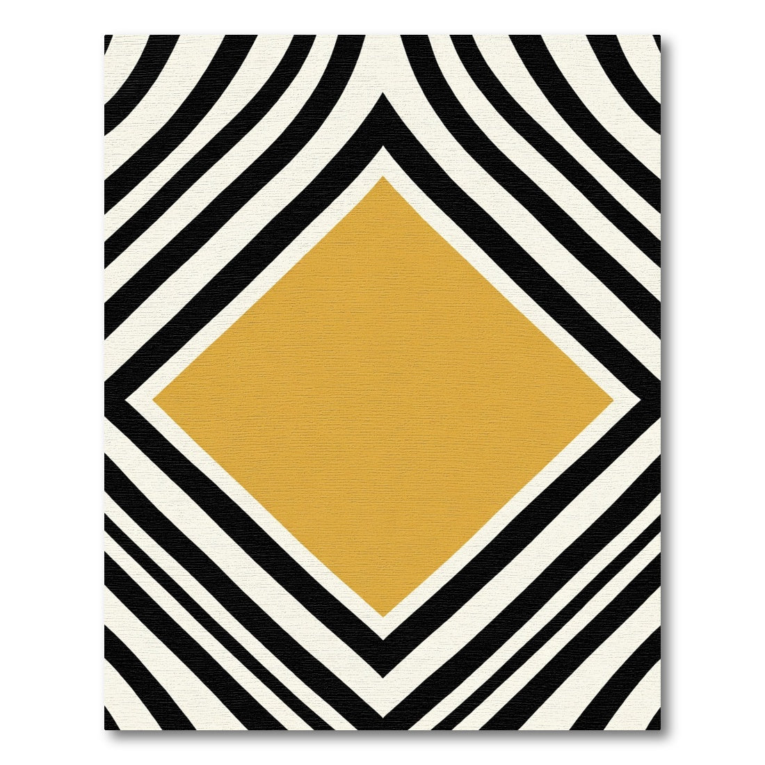 Mustard Yellow Diamond Black Stripe Rug