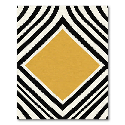 Mustard Yellow Diamond Black Stripe Rug