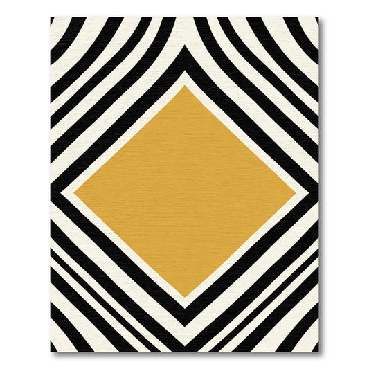 Mustard Yellow Diamond Black Stripe Rug