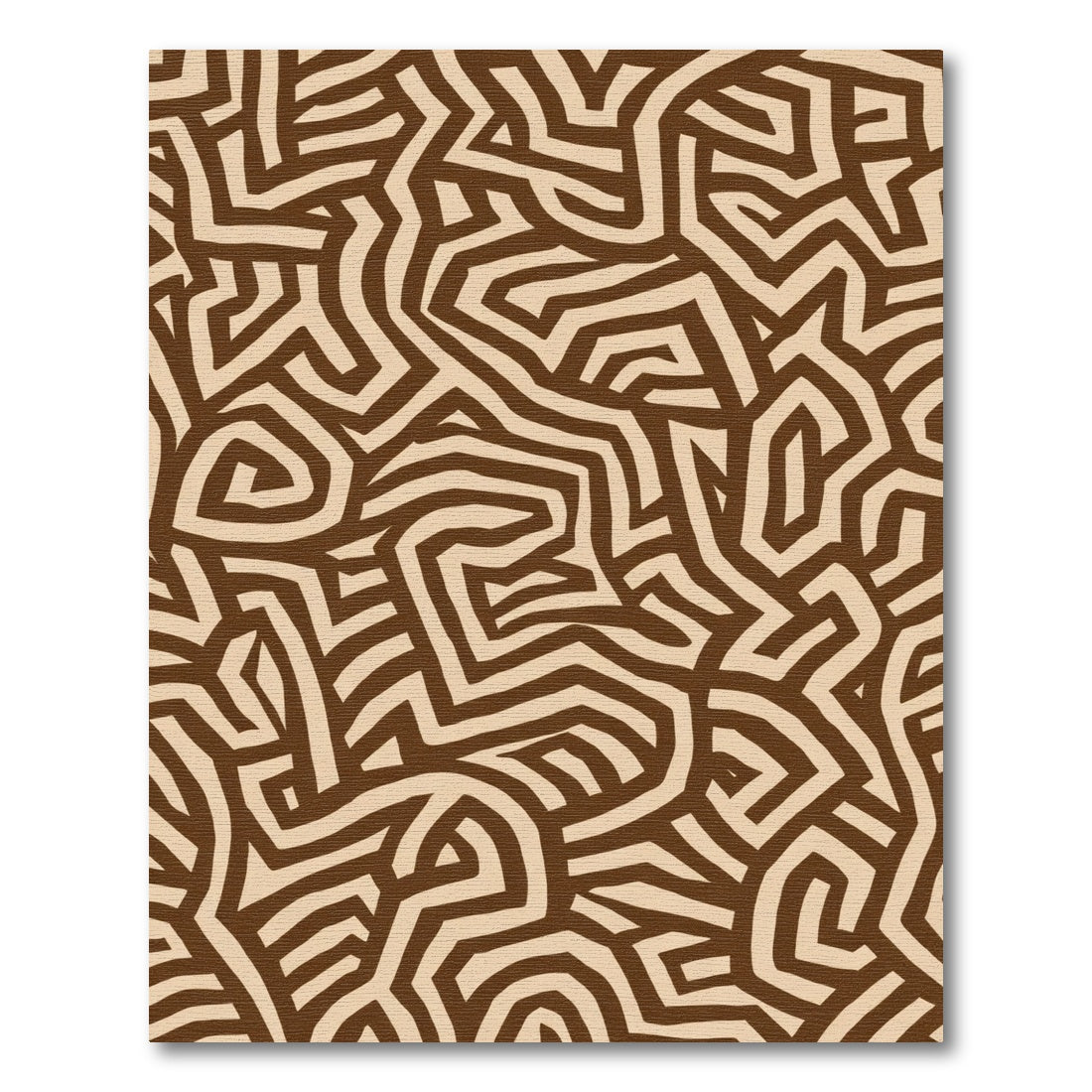 Brown Maze Abstract Line Rug