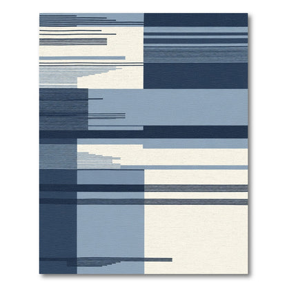 Midnight Blue Geometric Streak Rug