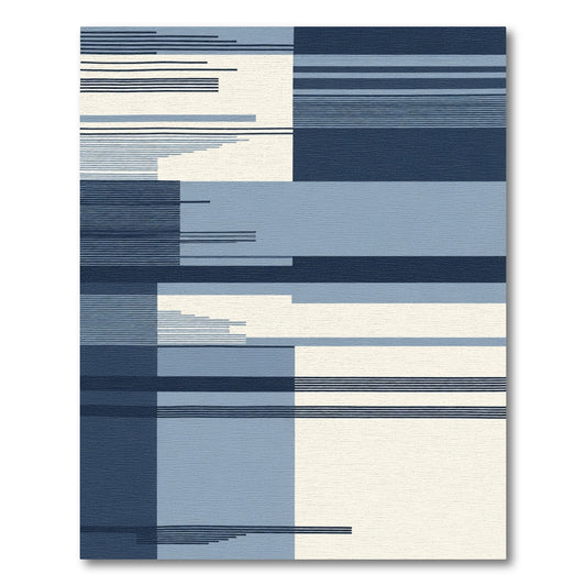 Midnight Blue Geometric Streak Rug