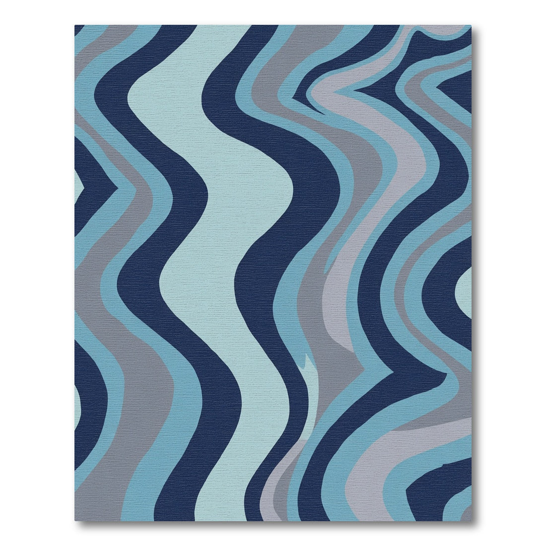 Calm Blue Abstract Wavy Stripes Rug