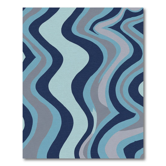 Calm Blue Abstract Wavy Stripes Rug