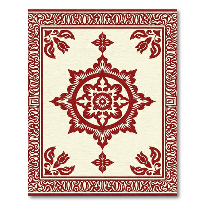 Crimson Medallion Floral Border Rug