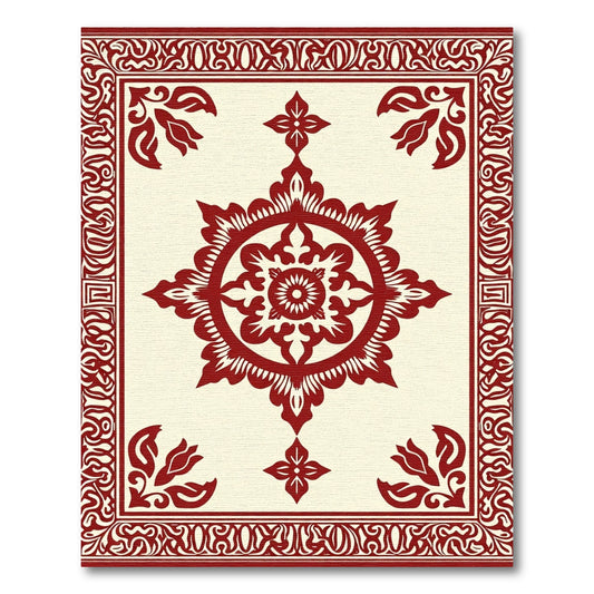 Crimson Medallion Floral Border Rug