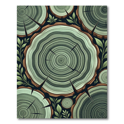 Green Wood Grain Foliage Medallion Rug