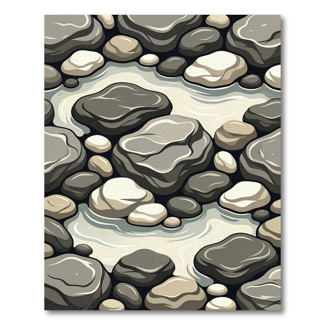 Abstract Stream Stone River Rock Rug
