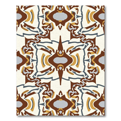 Earthy Abstract Symmetry Terracotta Gold Rug