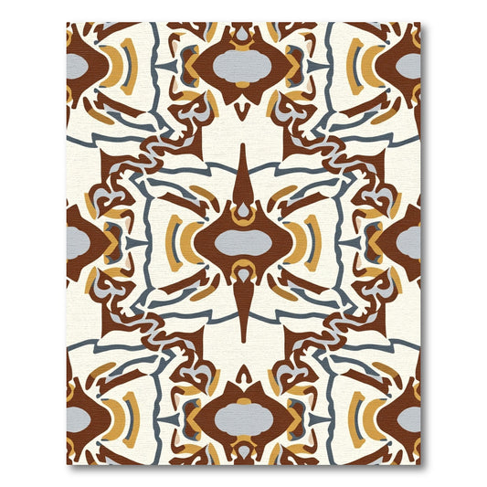 Earthy Abstract Symmetry Terracotta Gold Rug