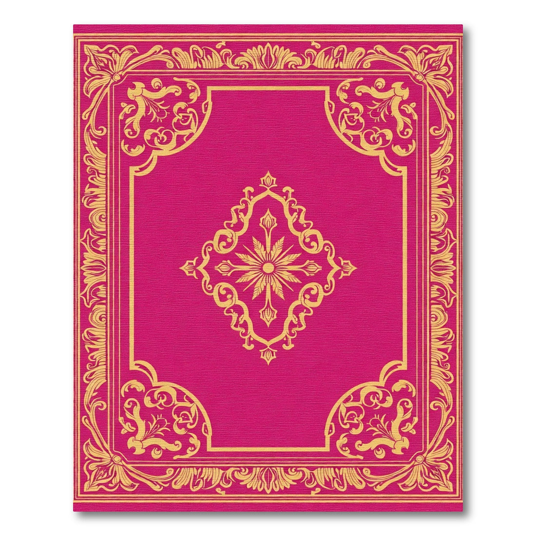 Vibrant Gold Floral Frame Rug