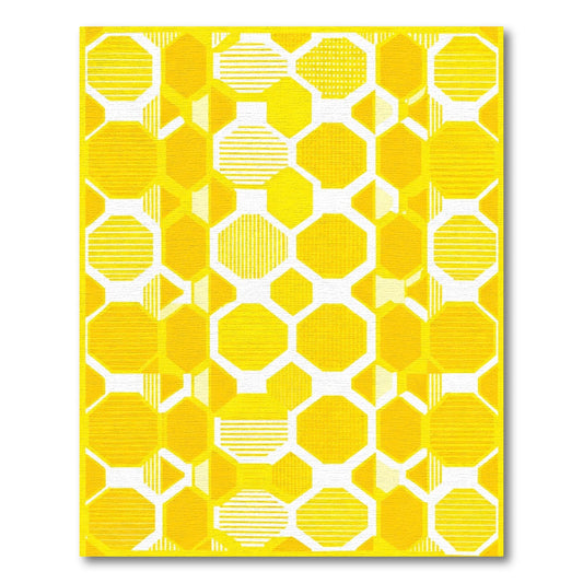 Bright Geometric Golden Honeycomb Rug