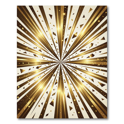Radiant Gold Starburst Geometric Rug