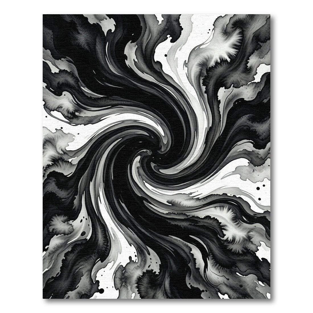 Abstract Black Swirl Ink Wash Rug