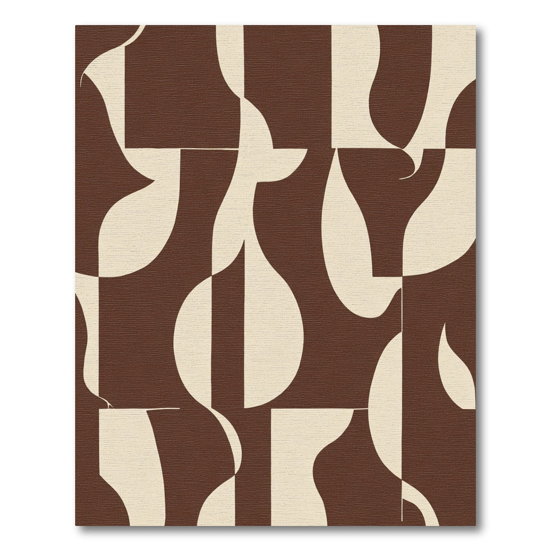 Organic Abstract Shapes Brown Cream Rug