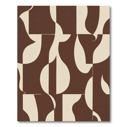 Organic Abstract Shapes Brown Cream Rug