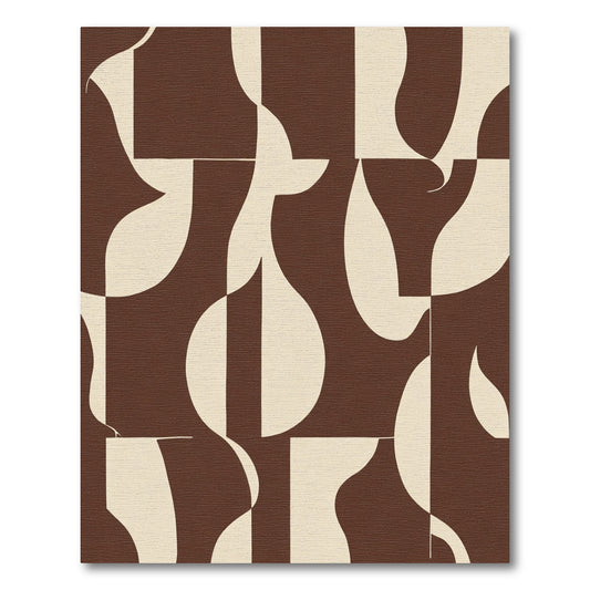 Organic Abstract Shapes Brown Cream Rug