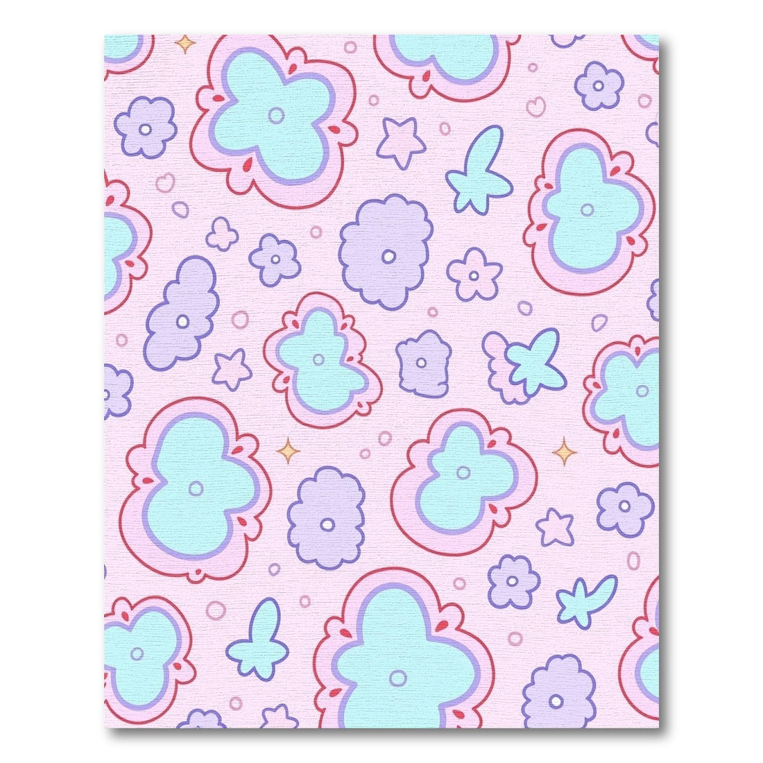 Pink Teal Purple Floral Butterfly Whimsical Rug