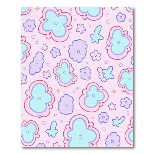 Pink Teal Purple Floral Butterfly Whimsical Rug