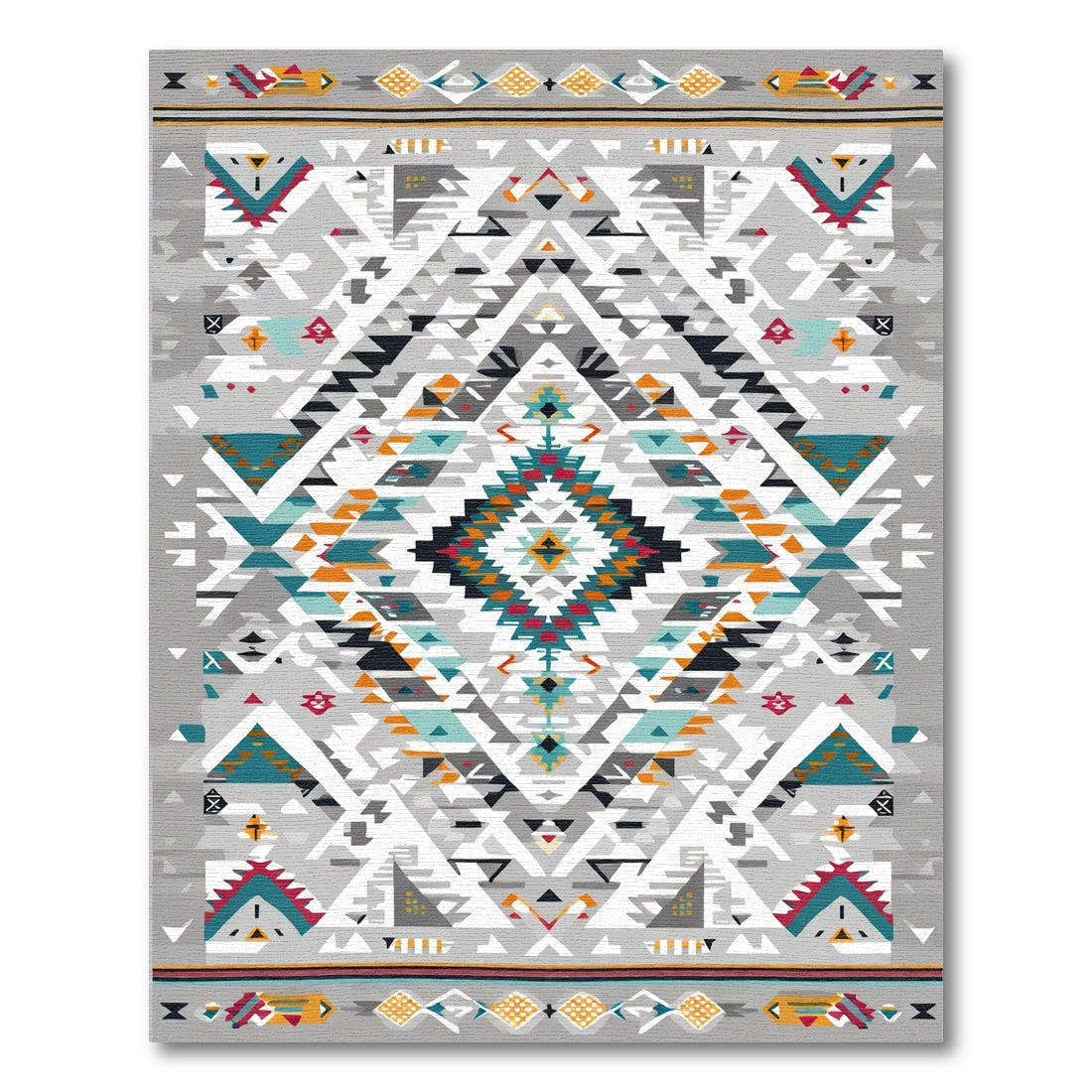 Geometric Tribal Diamond Medallion Rug