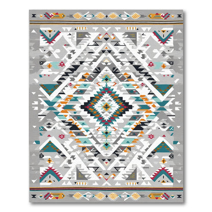 Geometric Tribal Diamond Medallion Rug