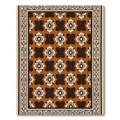Terracotta Black Geometric Medallion Rug