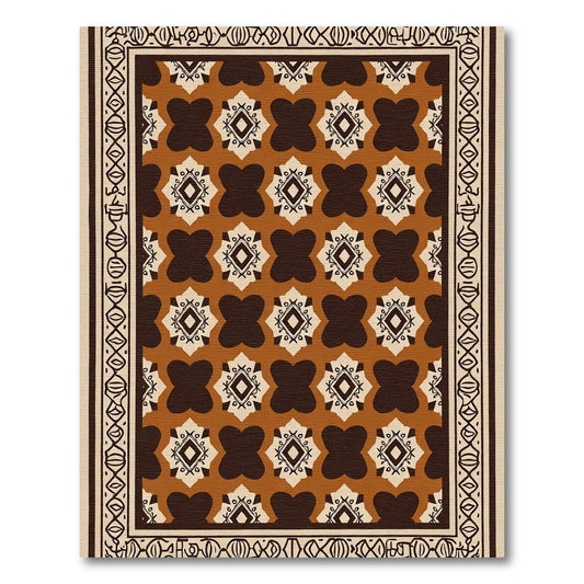 Terracotta Black Geometric Medallion Rug